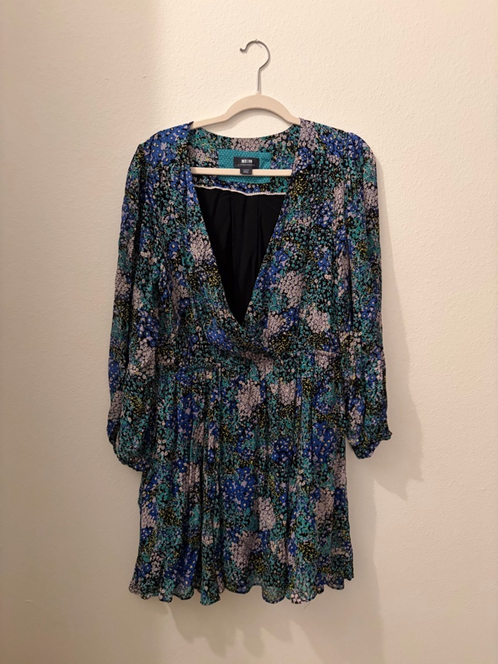 Anthropologie Blue Floral Mini Dress